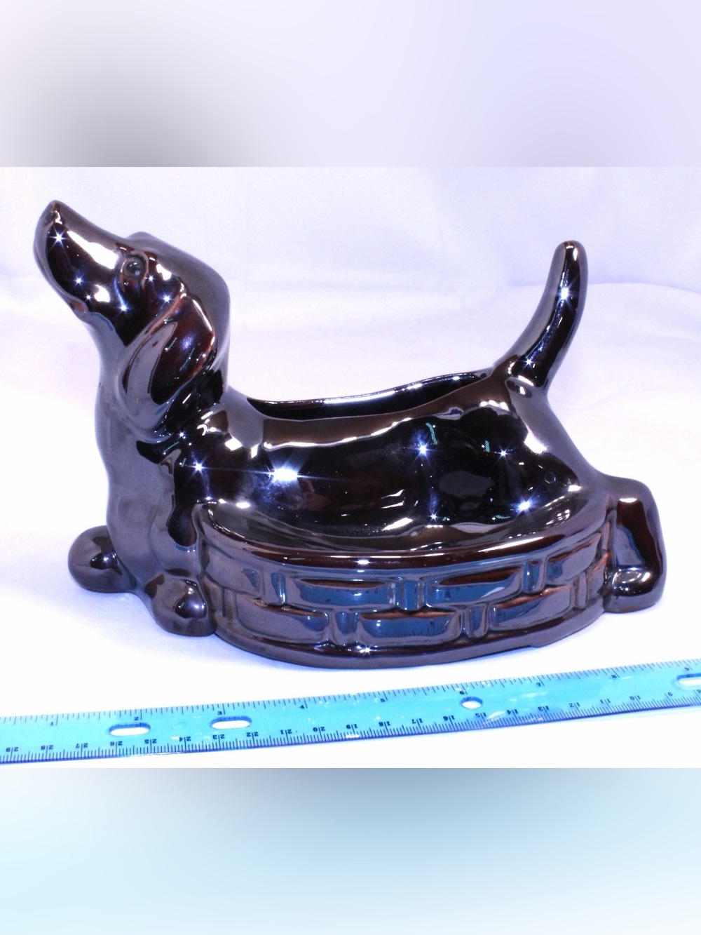 Vintage MCM Ceramic Dachshund Weiner Dog Planter and Valet Tray